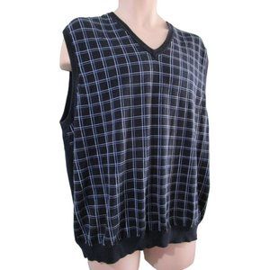 Brooks Brothers Pima Cotton Blue Window Pane Plaid Sweater Vest XL EUC